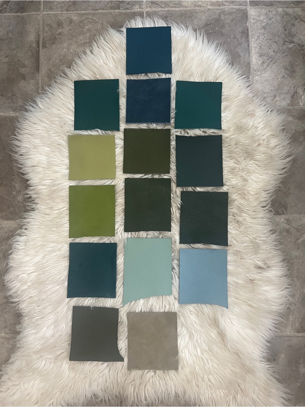 Mixed Genuine Leather Large Swatch Bundle in Greens, Blues, and Neutrals Lot New